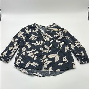 Sonoma Floral Blouse Large Cotton Long Sleeves workwear layering classic boho